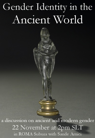 Poster used for this event, displaying a 2nd century bronze statuette of Hermaphroditus (British Museum).